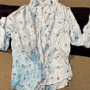 beachlunchlounge Blue and White Star Print Blouse